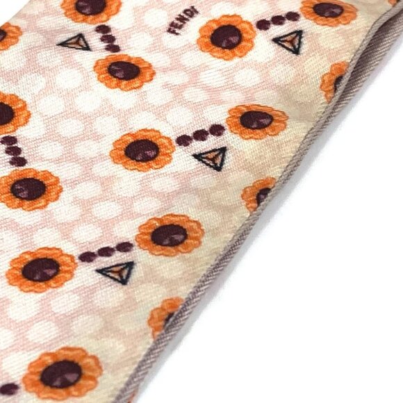 FENDI Band Scarf Rappie Flower pattern Scarf silk Pink Based - Picture 10 of 12